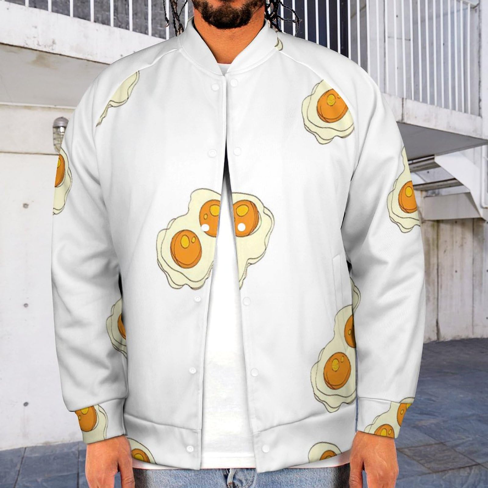 Amazon.co.jp: スタジャン 2つ 揚げ卵 野球服 ジャケット メンス 