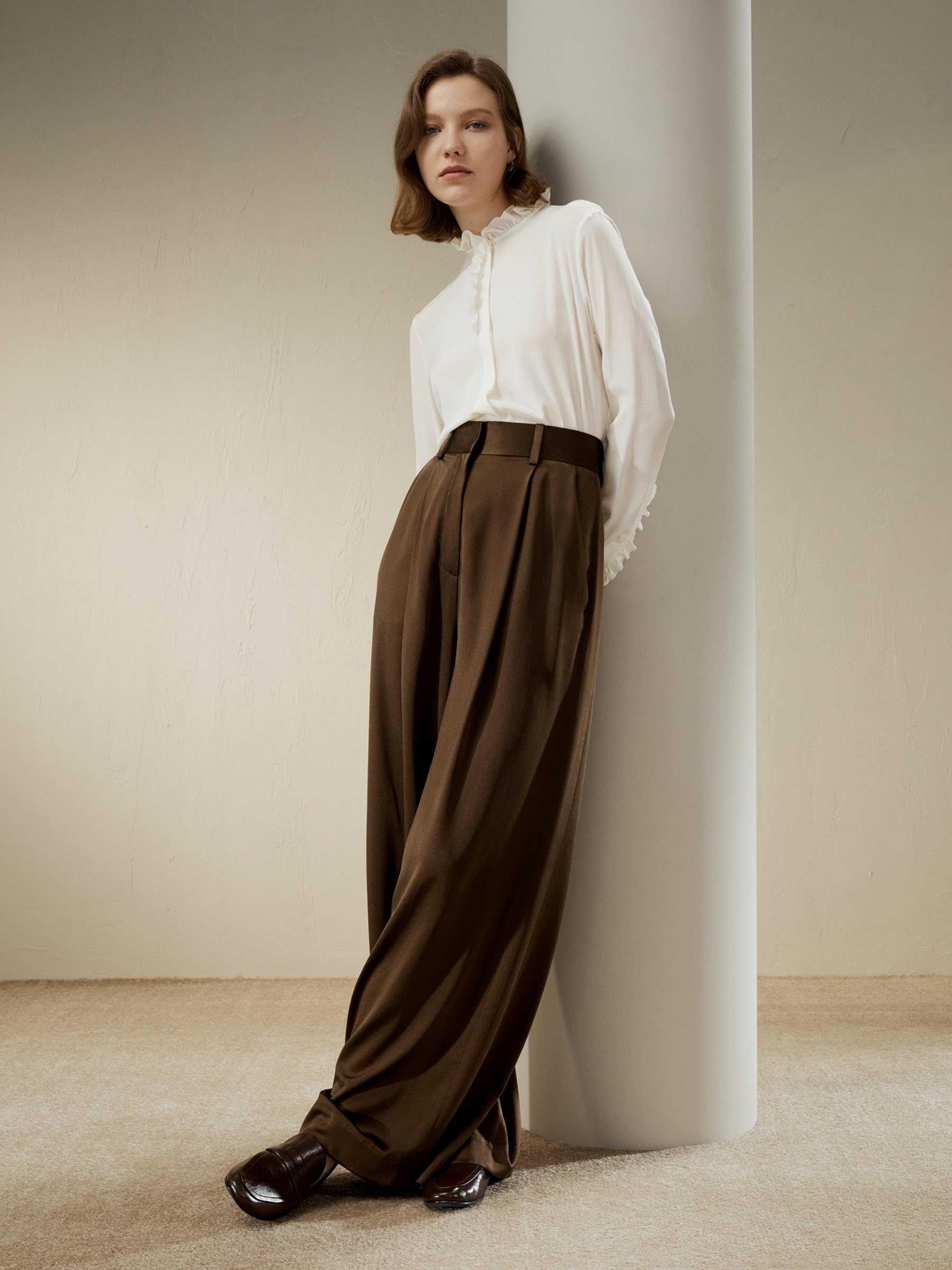 LilySilk Damen Seidenhemd Frauen 100% doppellagige Crêpe Seidenbluse mit dekorativen Rüschen für Freizeit