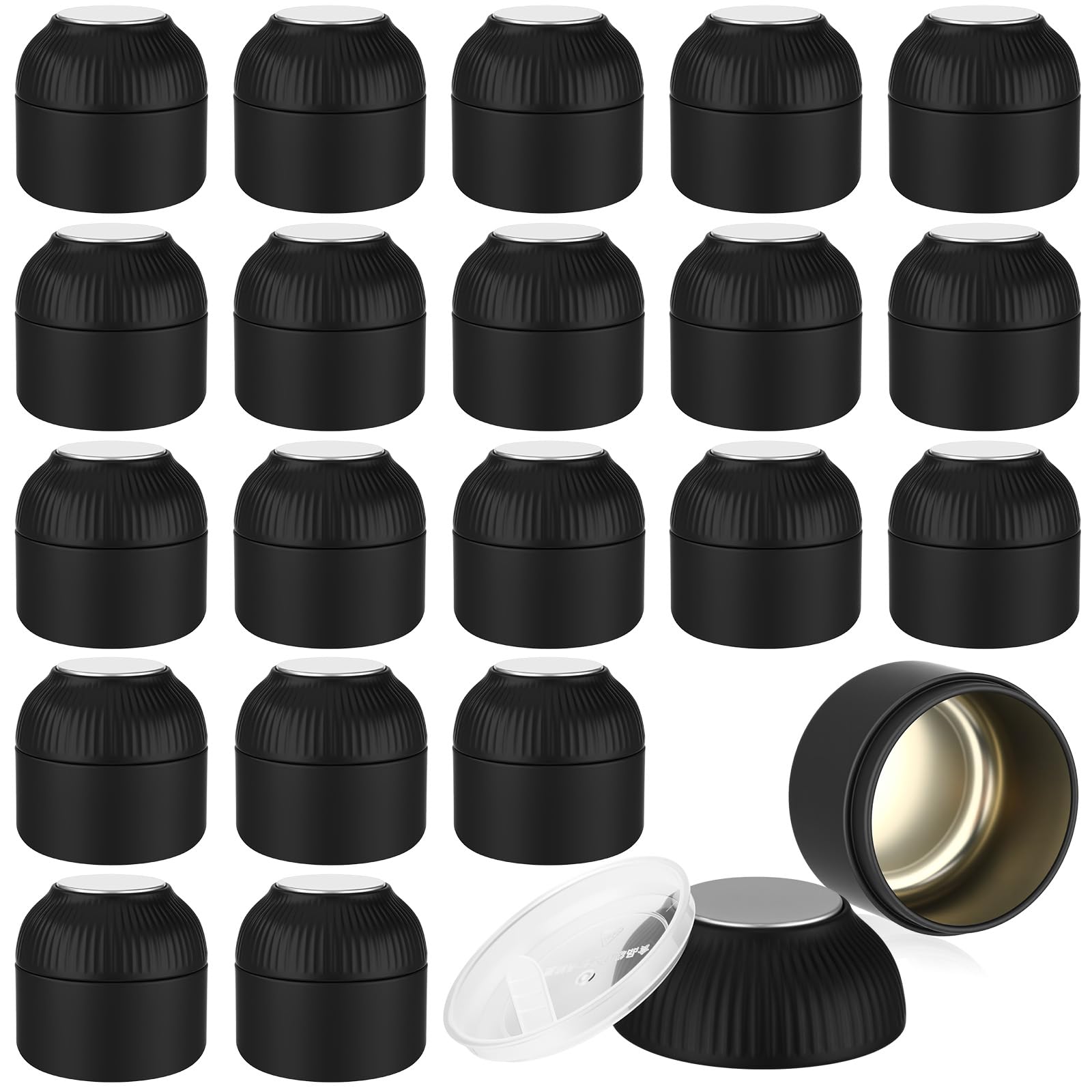 20 Pcs Tea Tin Canister, Airtight Double Lids 2.5 Fl oz, Black