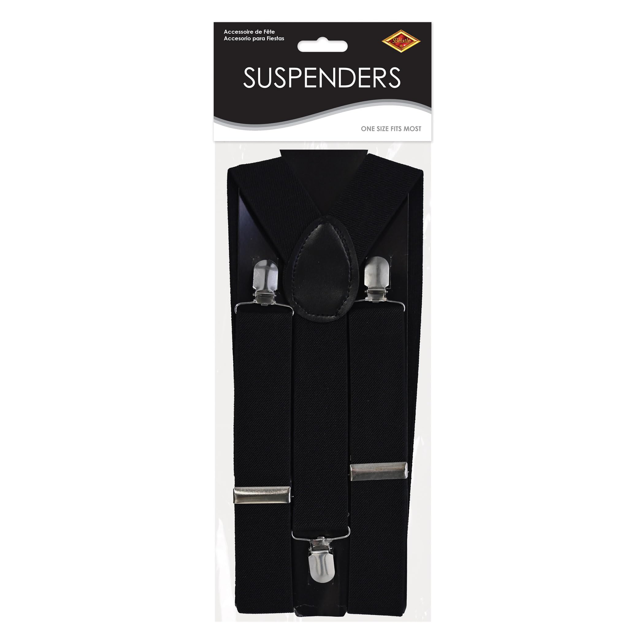 A Beistle Creation Black Suspenders-1 pc. Tirantes Negros-1 Pieza, Talla única Unisex niños
