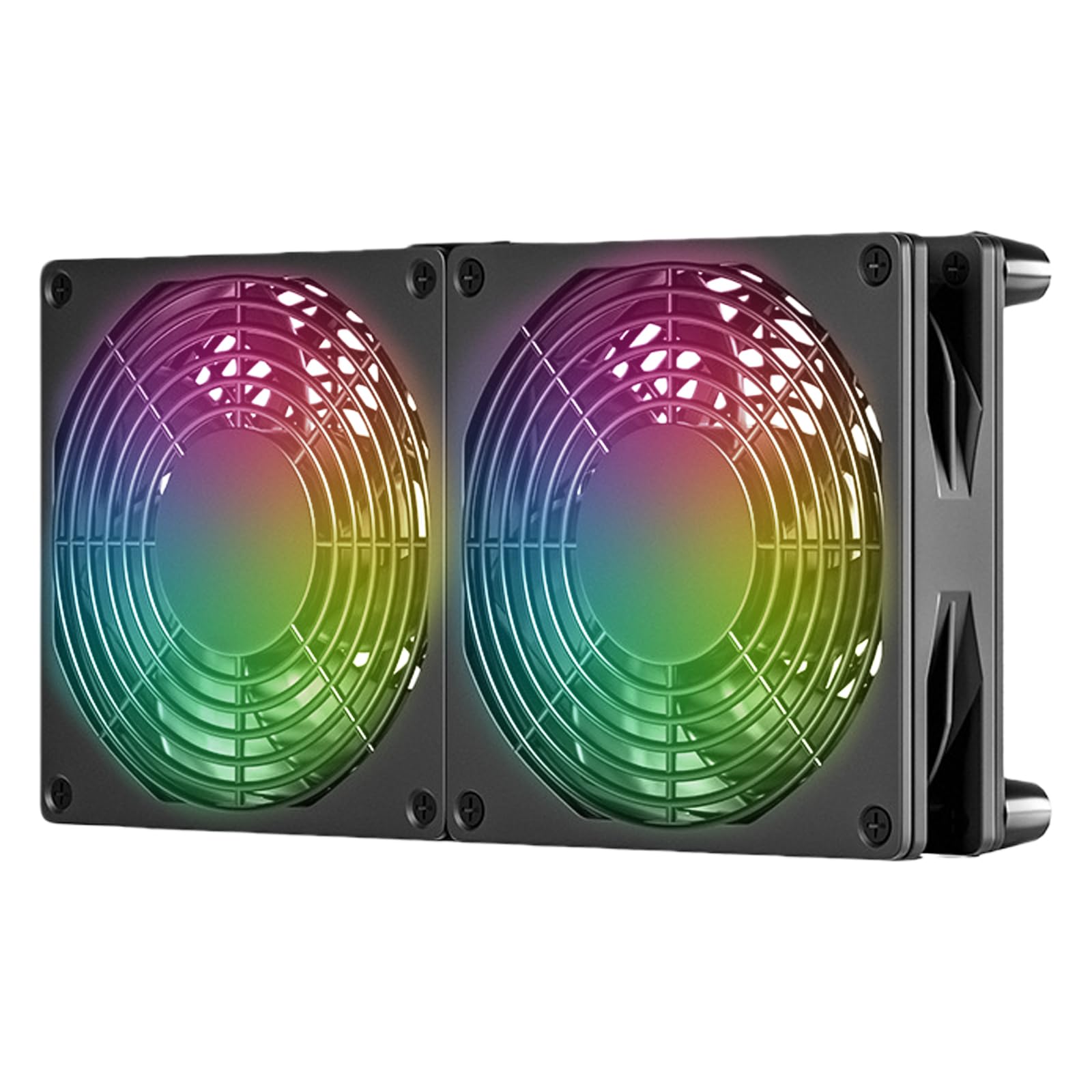 Ventilateur USB 2 en 1 pour PC 120 mm, Double Ventilateur avec 3 Vitesses Réglables, Eclairage RVB Coloré, Ventilateu PC pour Refroidir Décodeurs TV/Récepteurs/Projecteurs/Routeurs