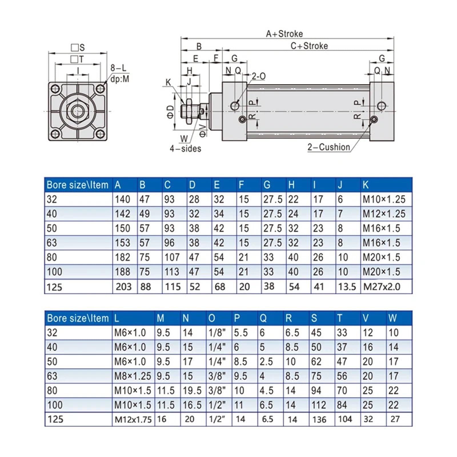 Cilindri pneumatici standard Pistone 80/100mm Alesaggio Cilindro pneumatico a doppia azione SC 100/75/100/125/150/175/200/250/300mm Corsa 1 pz(Stroke 150mm,BORE 100mm)