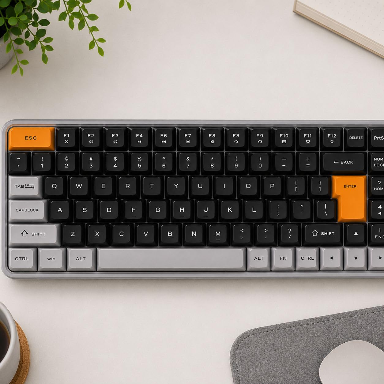 KRUX Zyro 96%, klawiatura bezprzewodowa membranowa, kompaktowa z blokiem numerycznym, Bluetooth i 2.4 GHz, USB-C ładowanie, cicha praca, 100 klawiszy, do pracy biurowej i domu