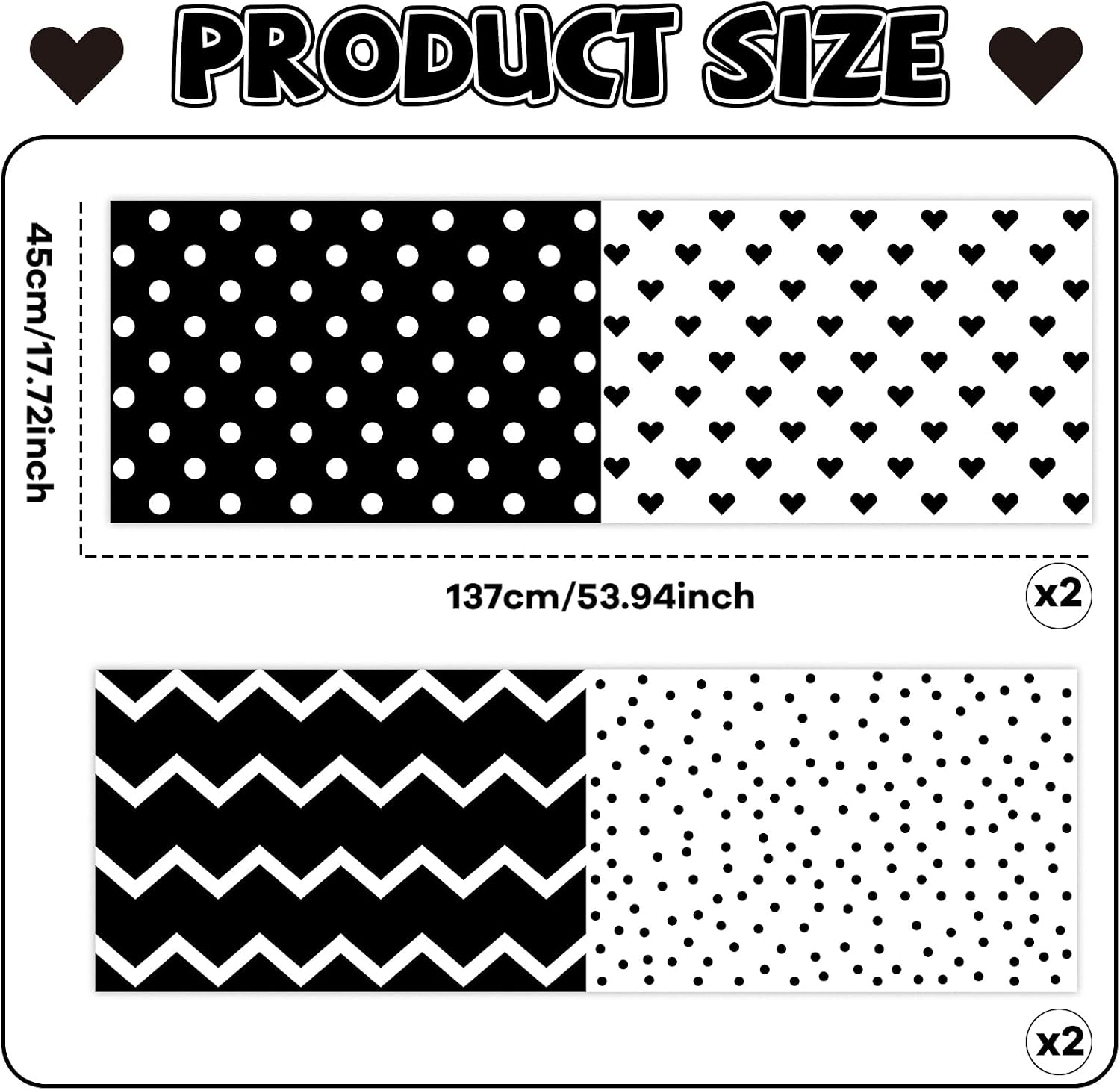 Wiooffen 4 PCS School Classroom Curtains Back to School Valance Curtains 18 x 54In Black and White Stripe Polka Dot Window Treatment for Kindergarten Daycare Primary Bedroom Kitchen Decor
