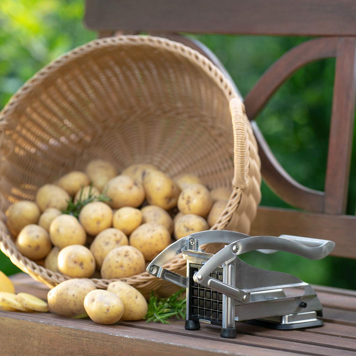 Westmark Affetta-patate e verdure con 3 inserti in acciaio inox e leva, Pomfri-Perfect, Argento, 11812260