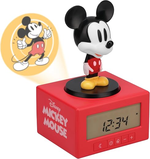 Paladone Disney Mickey Mouse Sleep Training Alarm Clock Officially Licensed Gift, Kids Projection