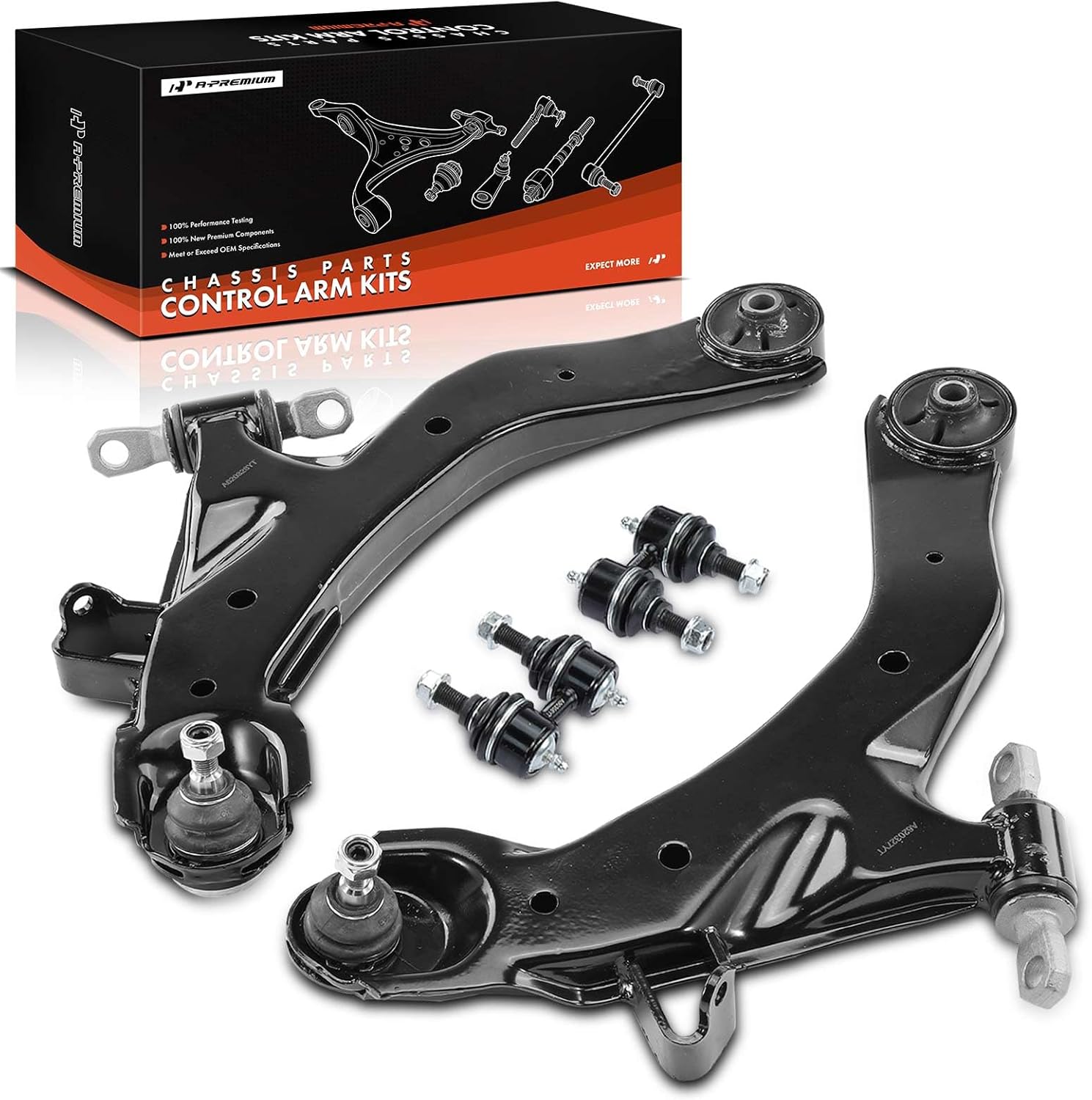 A-Premium Set of 4, Front Lower Control Arm, Sway Bar Link, Compatible with Hyundai Elantra 2001 2002 2003 2004 2005 2006