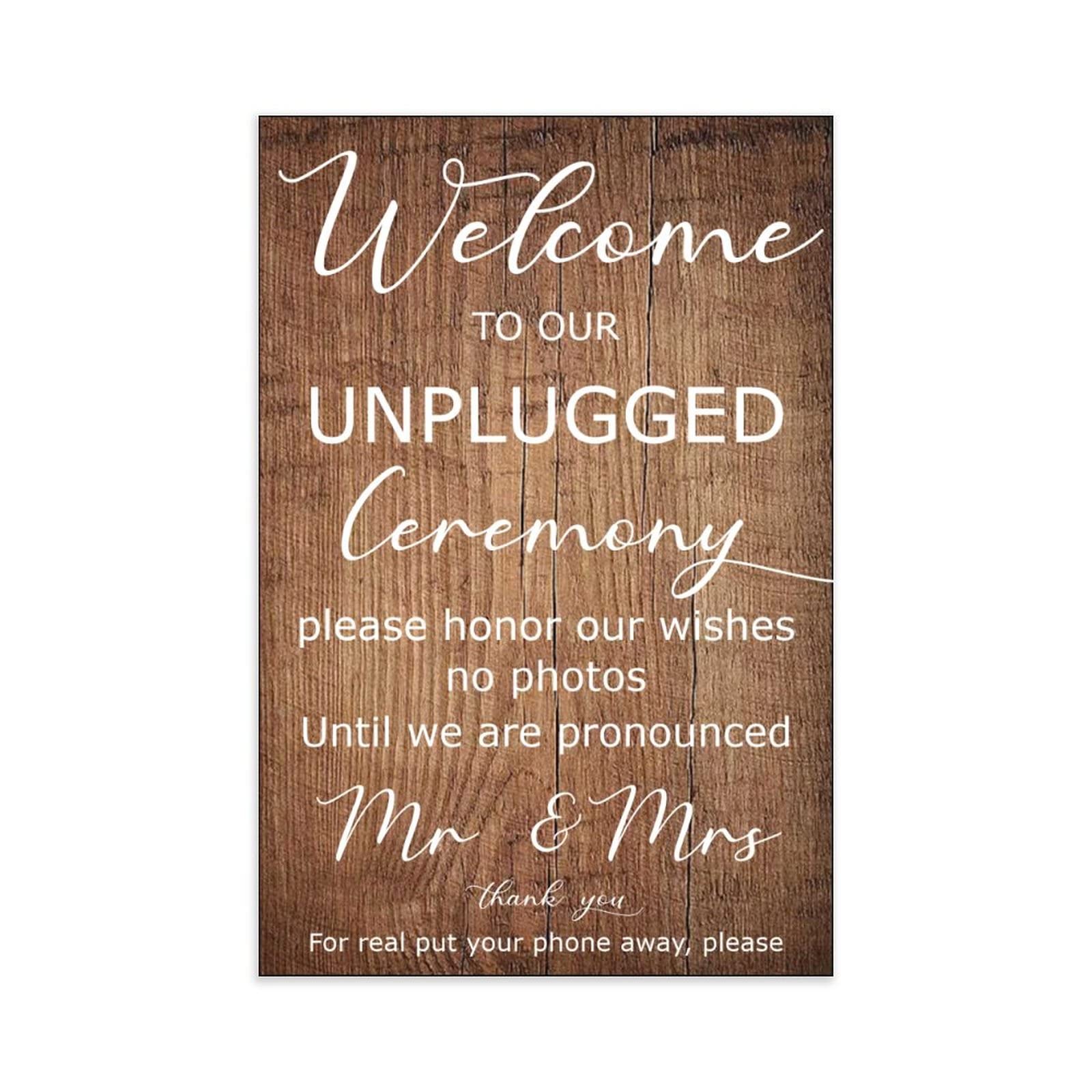 Unplugged Hochzeitsschild – Zeremonieschild – vertikales Hochzeitsschild aus Holz – rustikale Hochzeitsdekoration 76,2 x 50,8 cm