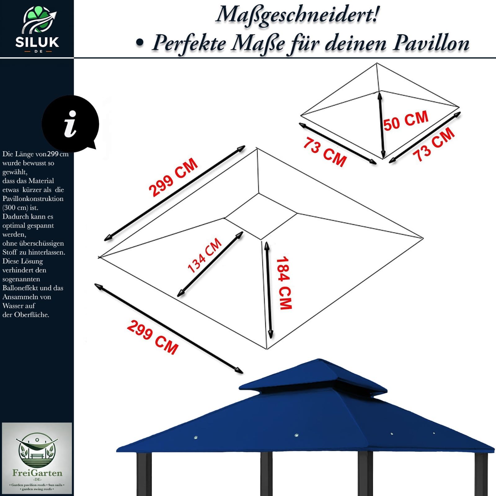 fregarten.de - Tetto di ricambio per gazebo 3 x 3 m, impermeabile, materiale: PVC Panama Soft 370 g/m² extra forte, modello 6