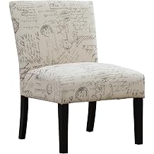Roundhill Furniture Botticelli English Letter Print Fabric Armless Contemporary Accent Chair, Single