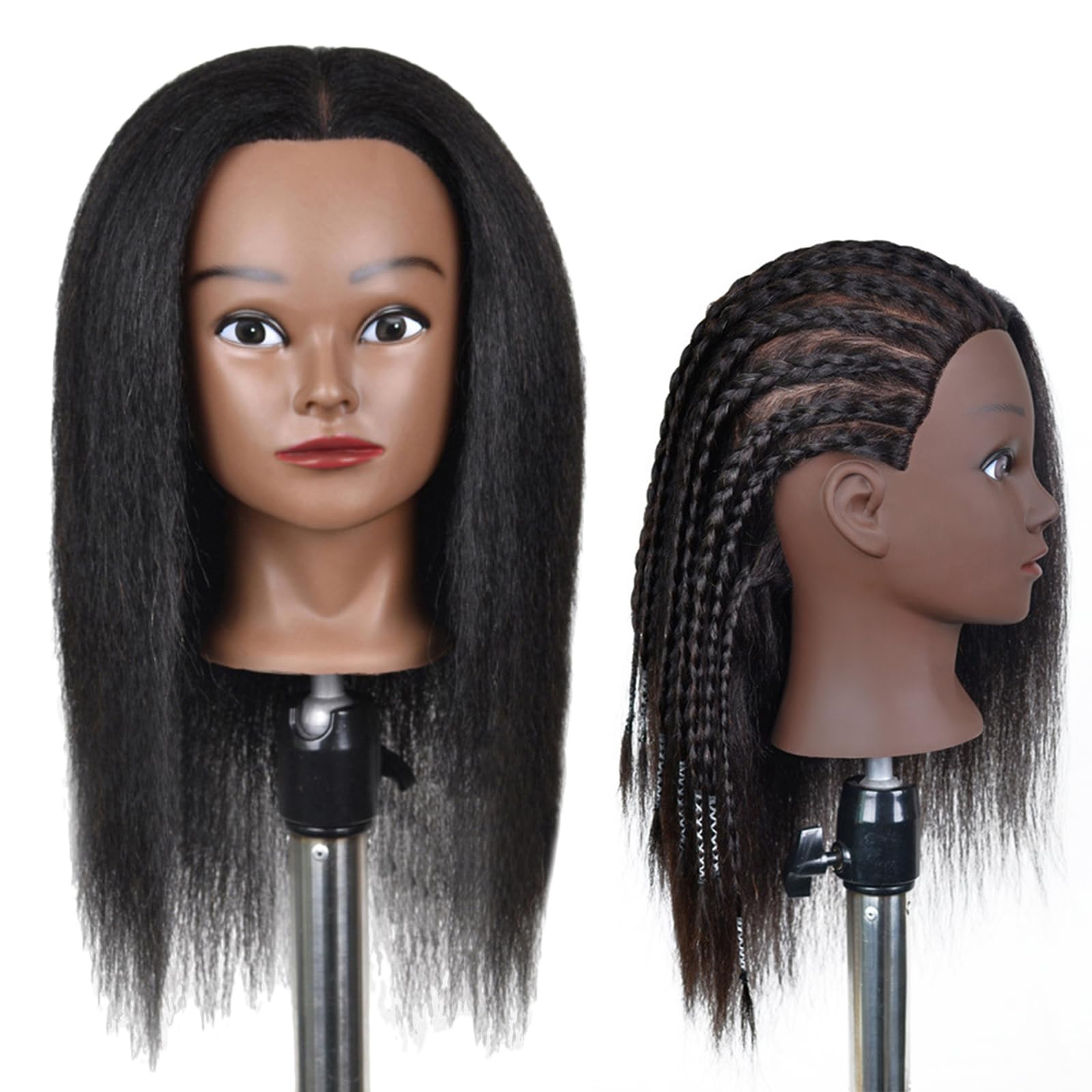 Praktischer Haarstyling-Puppenkopf mit stabiler Klemme für Training Mannequin Friseur 40,6 cm Hellschwarz