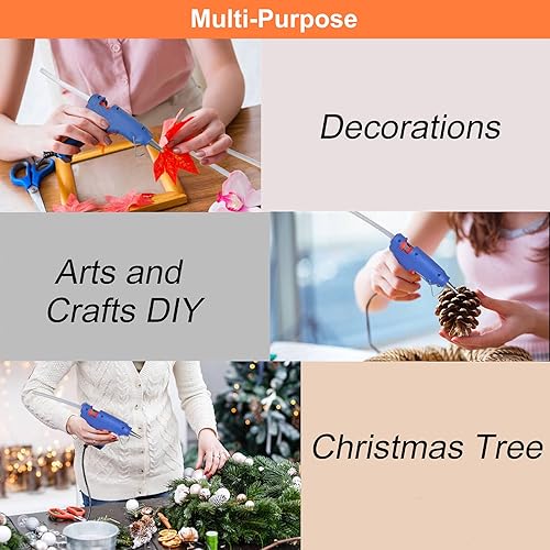 Miniatura 6 de Mini pistola de pegamento para manualidades con 40 barras de pegamento caliente, 20 W, extraíble y segura para reparaciones del hogar, manualidades,