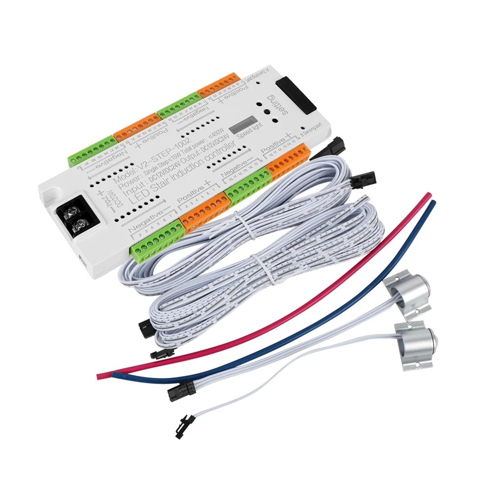 EDEDE Stair Lighting Controller, Stair Light Controller Kit Stairway Lighting 32 Channels For Stairs Flexible Strip Automatic DC 12V 24V LED Motion Sensor for Indoor Under Stair Lighting