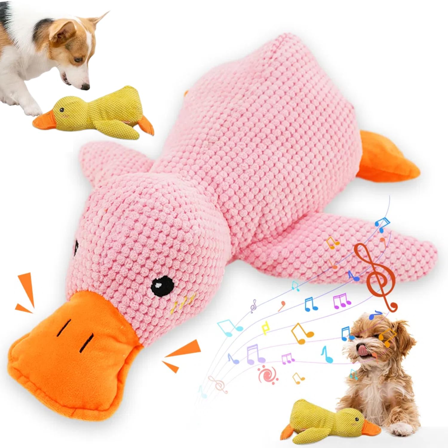 Koujut 2025 Upgraded Dog Toys, New Durable Calming Duck Toys, Dog Toys for Aggressive Chewers with Soft Squeaker, Fun for Indoor Puppies and Senior
