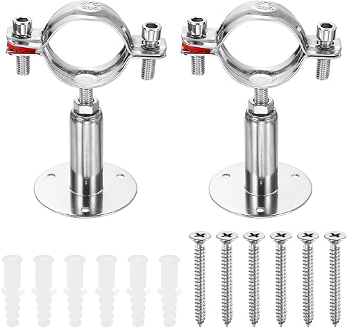 Miniatura 19 de HARFINGTON Juego de 2 soportes de montaje en pared para montaje en techo de acero inoxidable 304, abrazadera de soporte de tubo ajustable