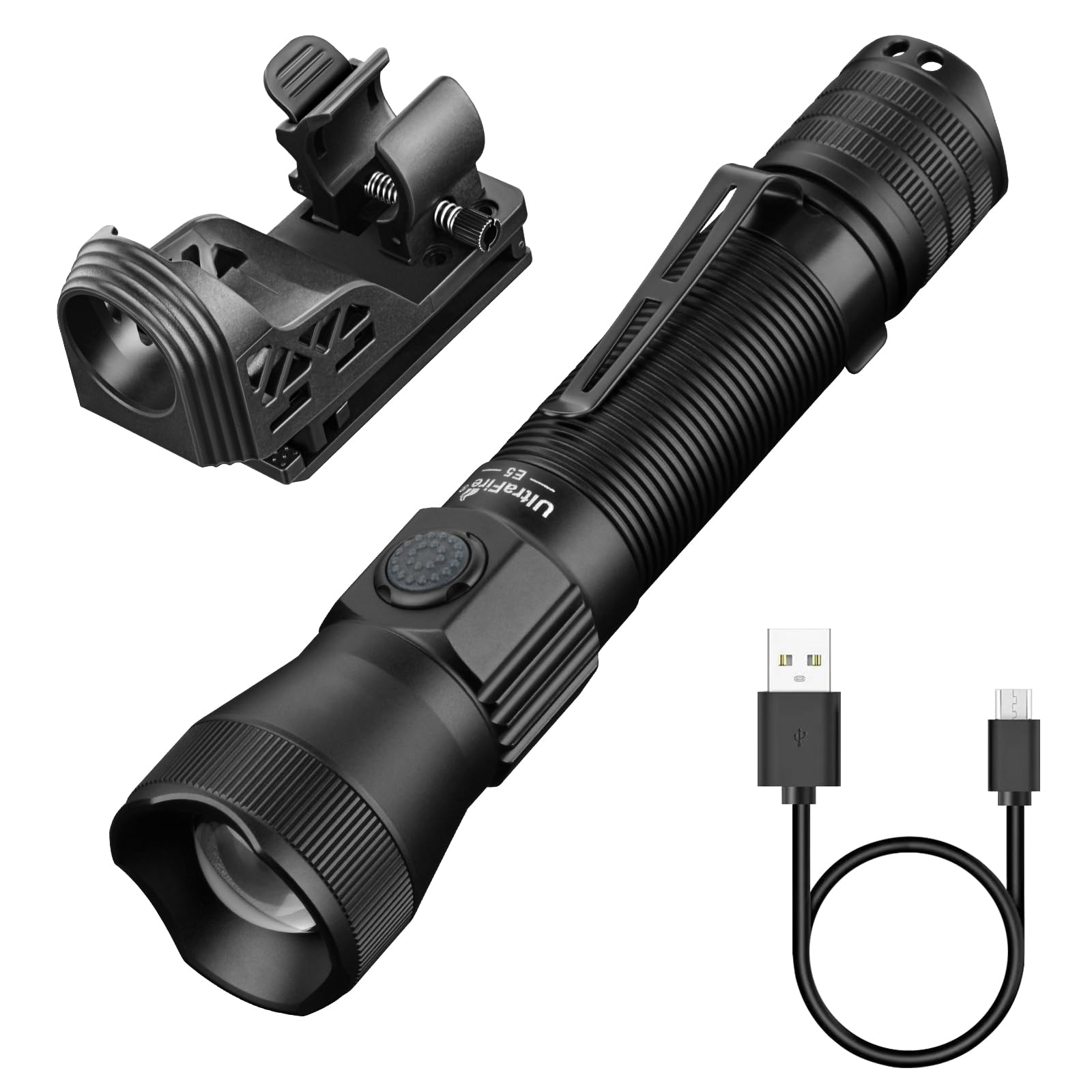 ULTRAFIRE E5 Rechargeable Tactical Flashlight with Holster