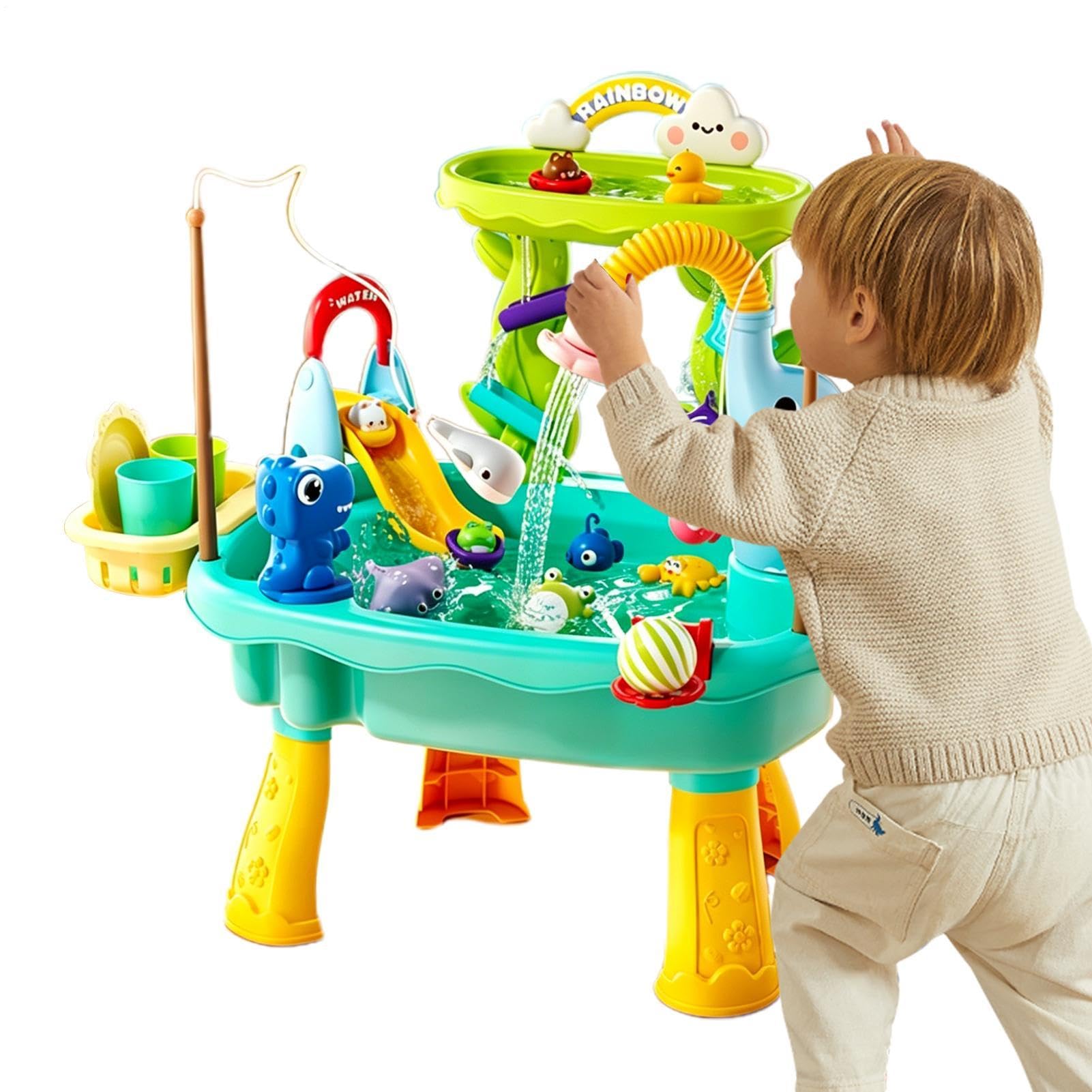 Wassertisch Angelspielzeug mit Elektropumpe | Outdoor-Wasserspielzeug für Mädchen Garten Terrasse Balkon Camping Kindergarten Urlaub Geburtstag Geschenk Bad Spielzimmer