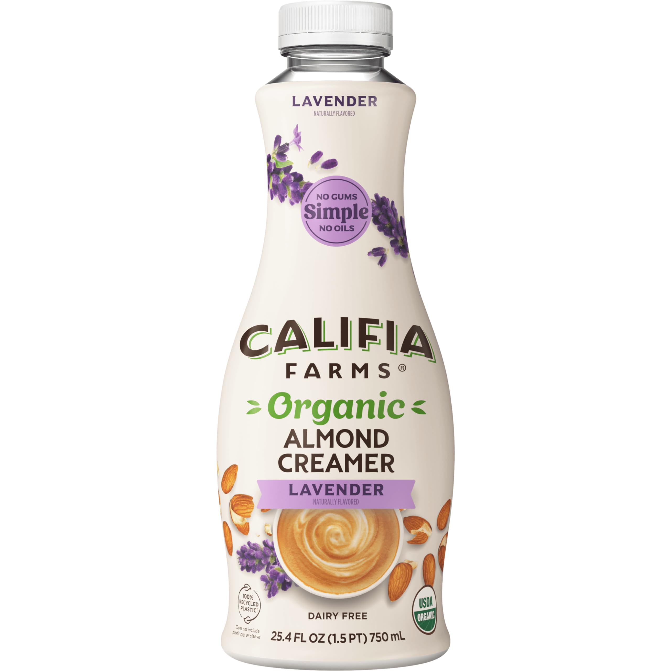 Califia Farms - Organic Lavender Almond Milk Coffee Creamer 25 4 Oz Dairy Free Plant Based Vegan Gluten