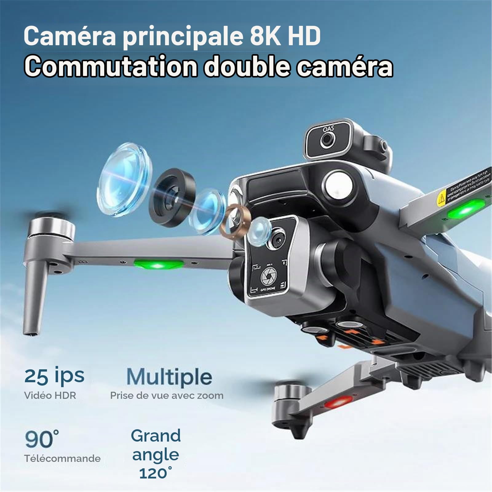 Nouveau Drone GPS k19 Max, caméra aérienne Professionnelle 4k FPV, Brosse évitant Les Obstacles avec Grand écran, télécommande Pliable,Triple Battery