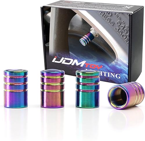 Tapas para válvulas de neumático de aluminio estilo carrera tuner de iJDMTOY (4), Neo cromo