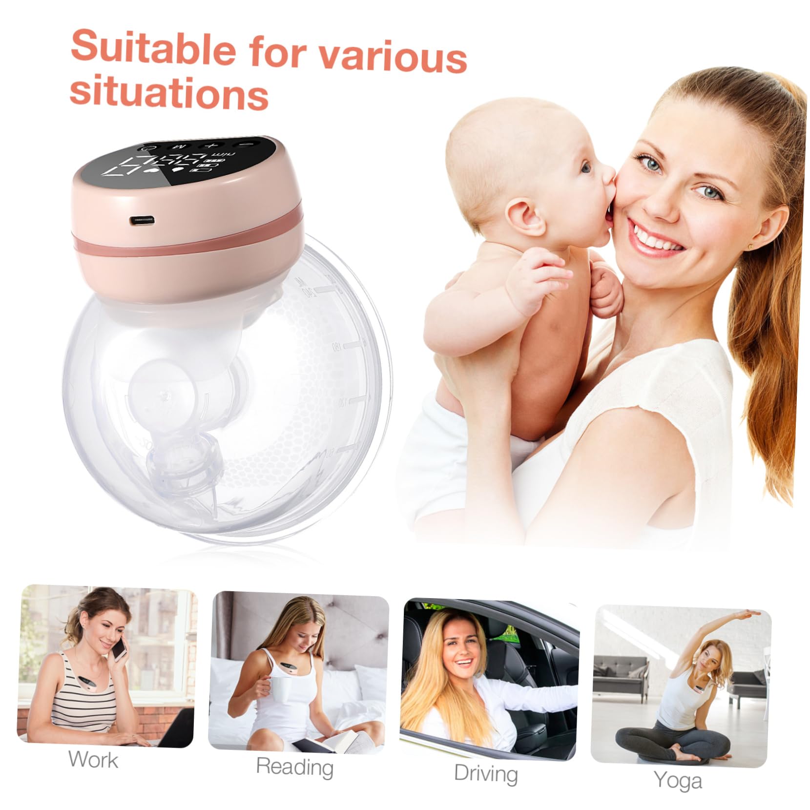 Beaupretty Extractor de Leche Materna Eléctrico Portátil Manos Libres para Madres, Succión Silenciosa sin Fugas, Material Seguro, Compacto para Uso Diario, Diseño Rosa, 1 Unidad