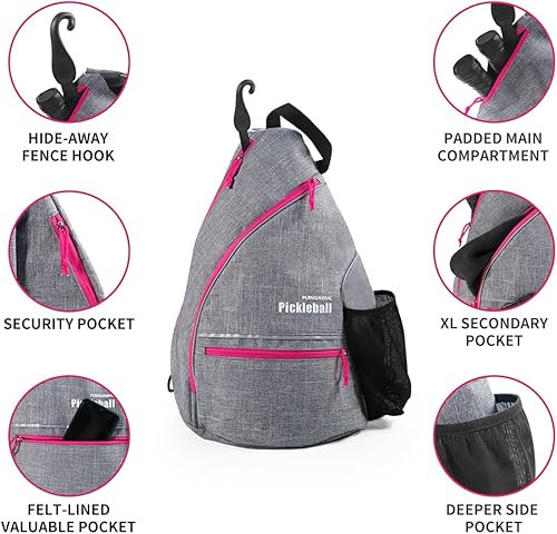 Vista 10 de Mangrove Bolsa de pickleball, mochila de pickleball para hombres y mujeres, bolsa ajustable con gancho para cerca, gran capacidad/bolsillo de Negro