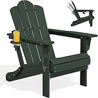 Vista 18 de KINGYES Juego de 2 sillas Adirondack de HDPE con respaldo ajustable plegable, color blanco