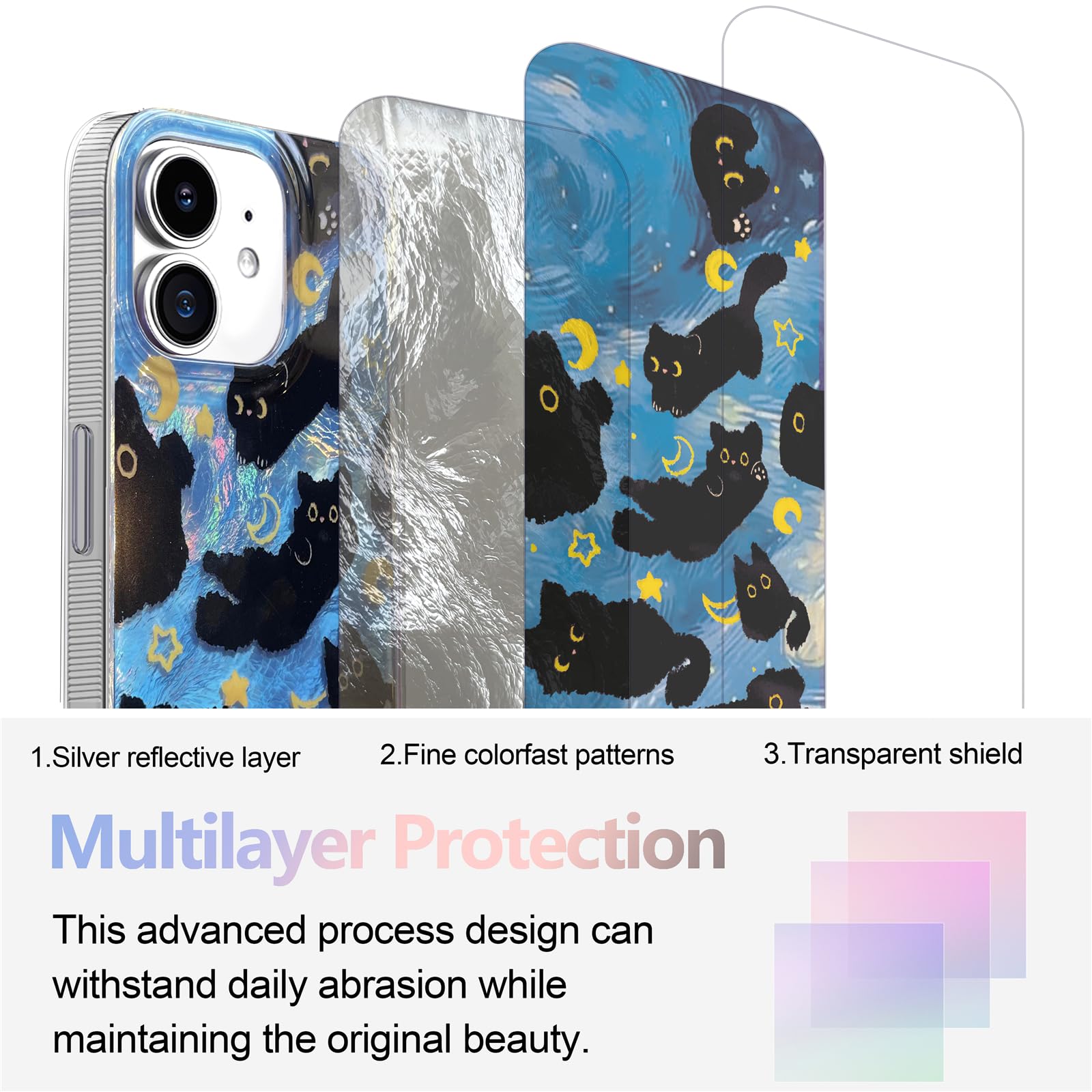 Amazon.com: buccilly Compact Case for iPhone 11 Black cat Design