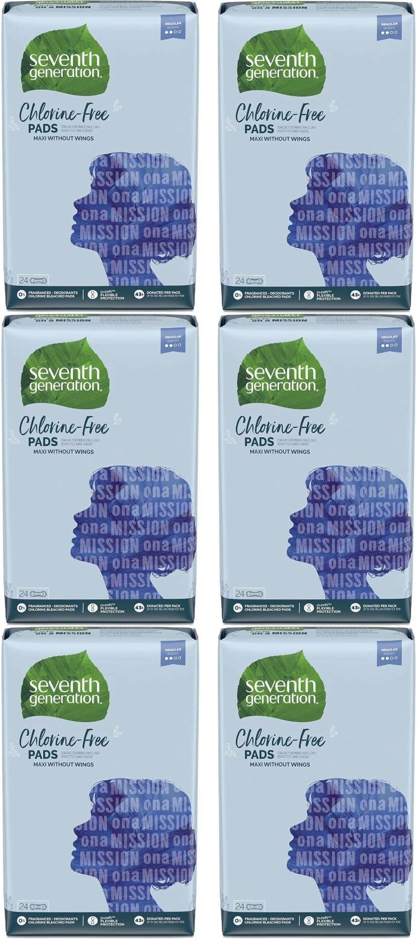 Seventh Generation Free & Clear Maxi Pads, 24 Count (2 Pack