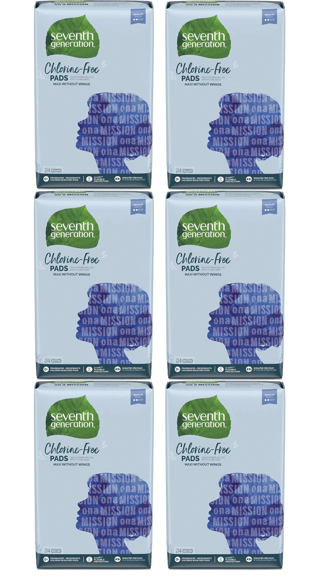 Seventh GenerationMaxi Pads, Chlorine Free, Regular, 24 pads (Pack of 6)