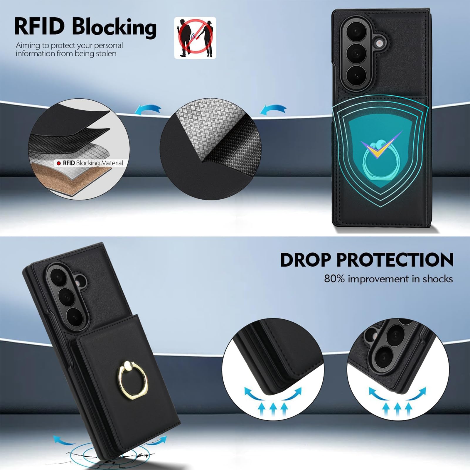Für Samsung Galaxy Z Fold 8 Ultra Dünne Hülle, Kartenhalter, Ring