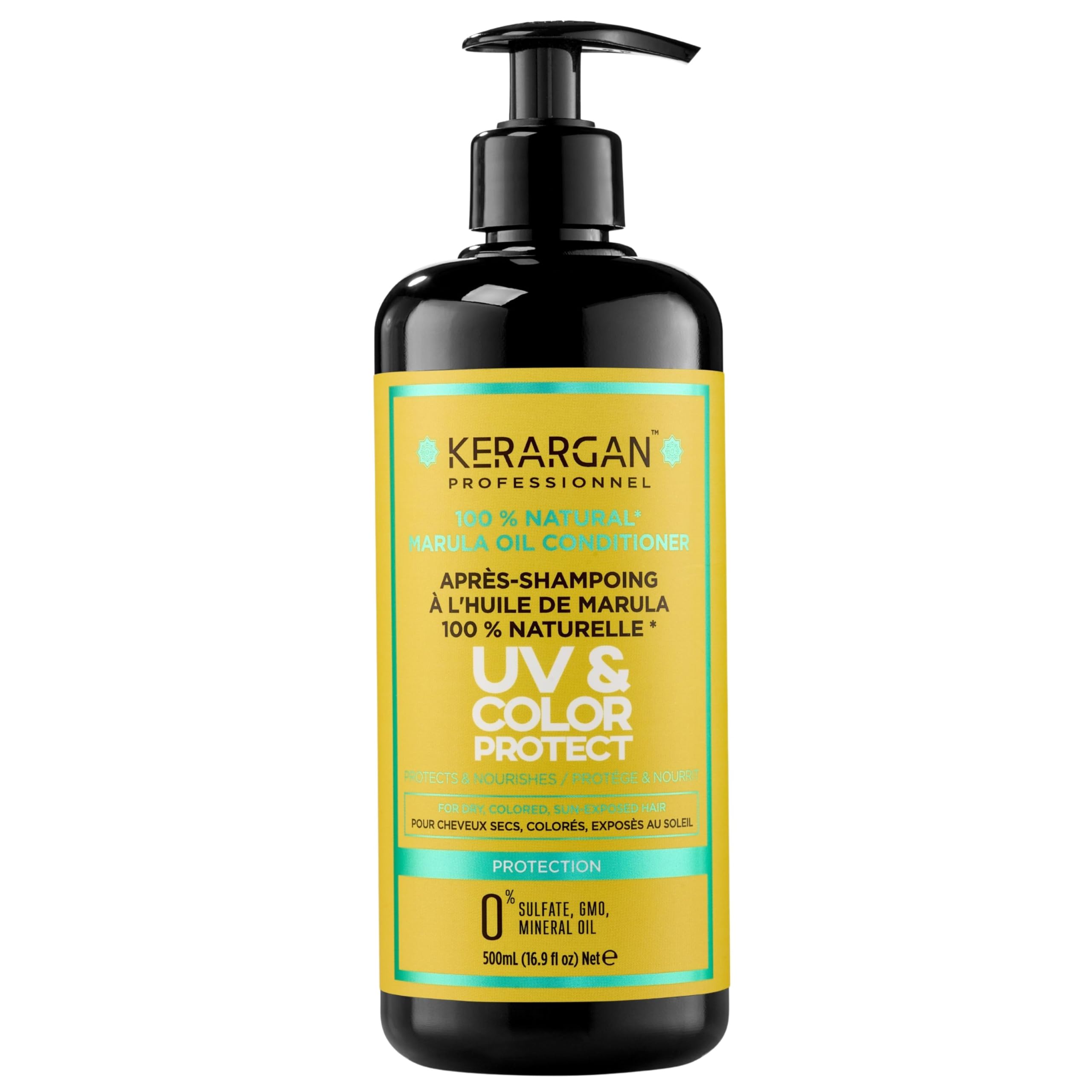 Kerargan - UV & Color Protective Conditioner with Marula Oil for Dry and Colored Hair - Detangles, Hydrates, Strengthens - Sulfate-Free, GMO-Free, Mineral Oil-Free - 16.9 Fl oz
