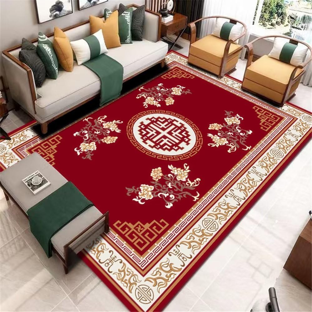 Tapis garçon motif rétro oriental floral de grande taille 200x300cm haut de gamme