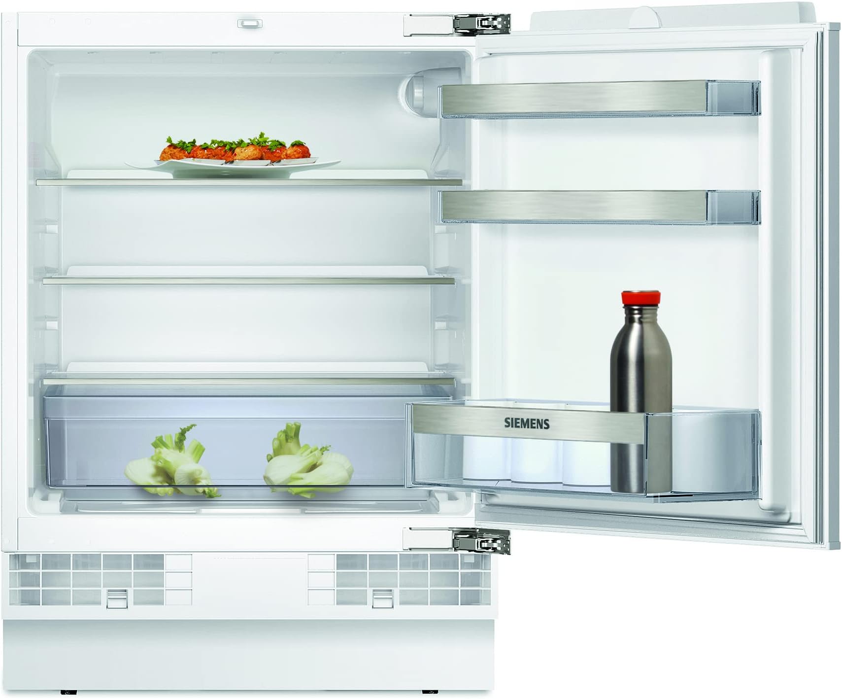 Siemens KU15RAFF0G Built under Fridge with Fresh Boxes with wavy bottom, safetyGlass shelves, LED Light, 82x60cm, Flat Hinge, Built in, iQ500 [Energy Class F]