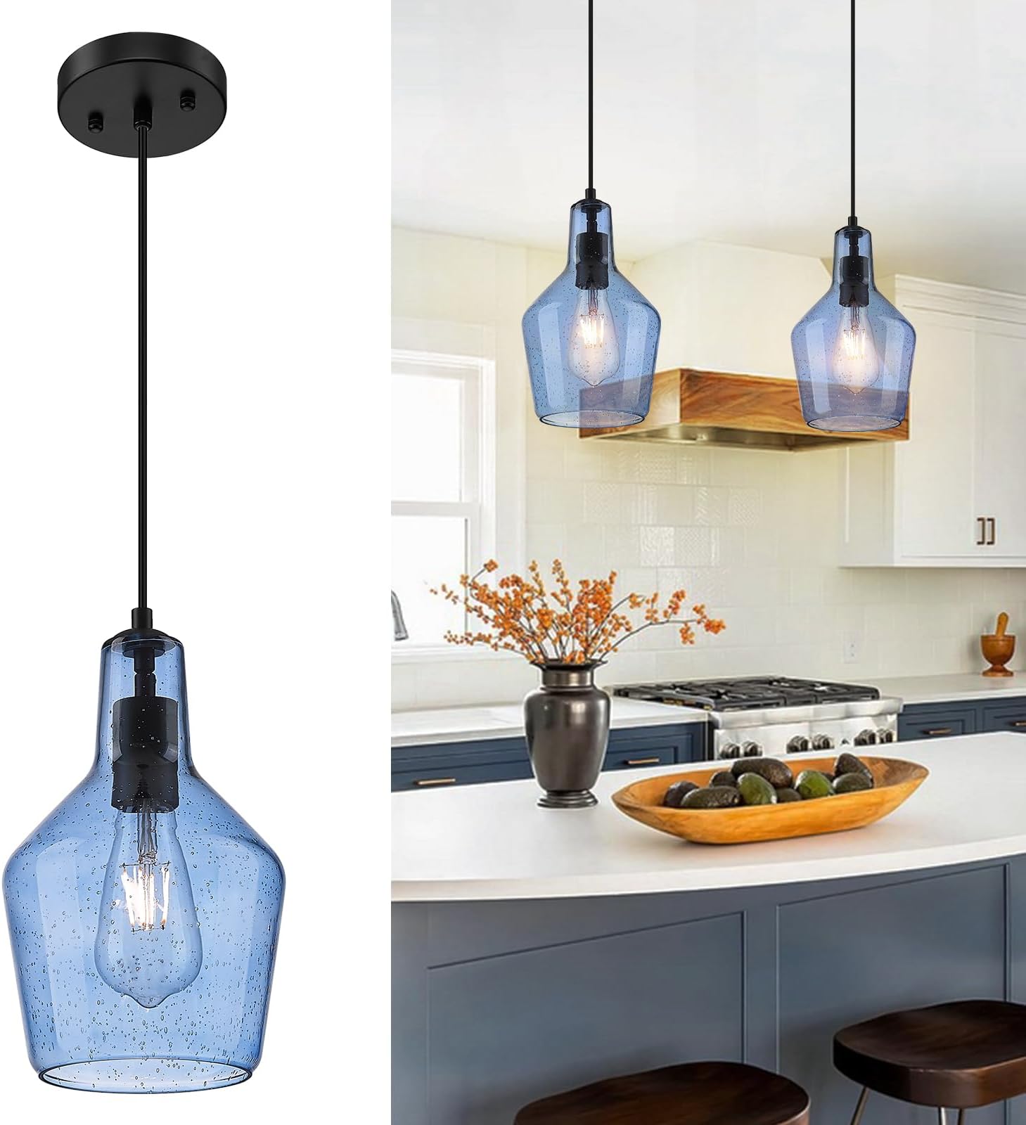 Visual Reference: Emliviar 1 Light Kitchen Pendant Lighting Industrial Adjustable