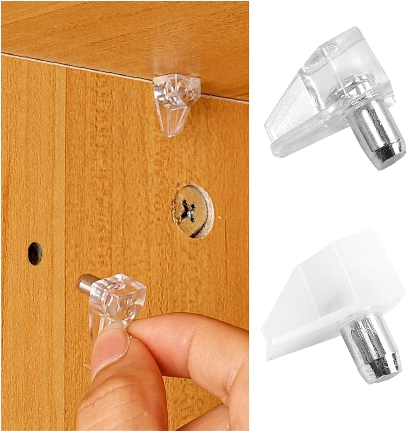 Cabinet Shelf Pegs, 50-500PCS Transparent Shelf Support Pegs Plastic Cabinet Pins for Storage Rack Fixed Christmas(200PCS)