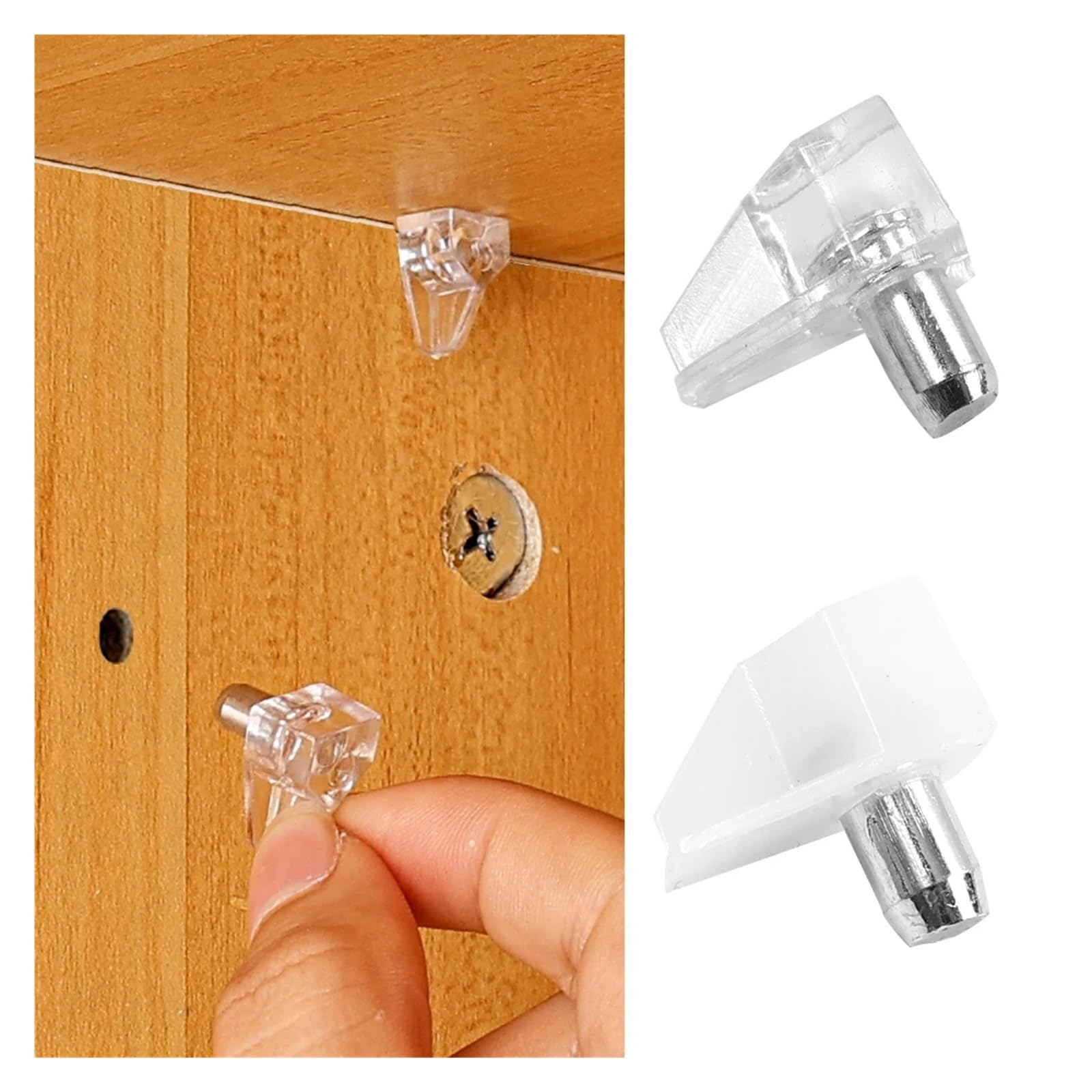 50-500 Uds. Pasadores de soporte estante almacenamiento transparente for estantes gabinete clavijas fijas for organización Navidad(500PCS)