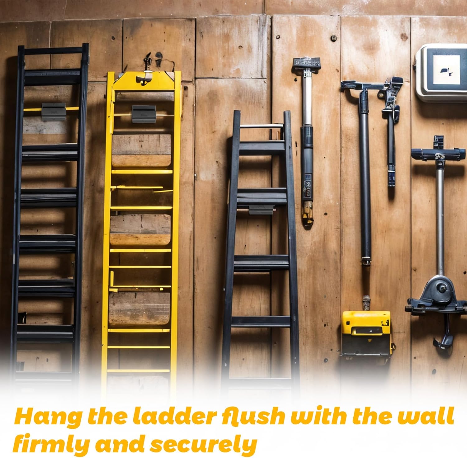 Heavy-Duty Ladder Hanger-Wall Mount Ladder Hooks for Ladder Storage-Wheelbarrow Hangers for Garage Wall-4 Pack(4 P)