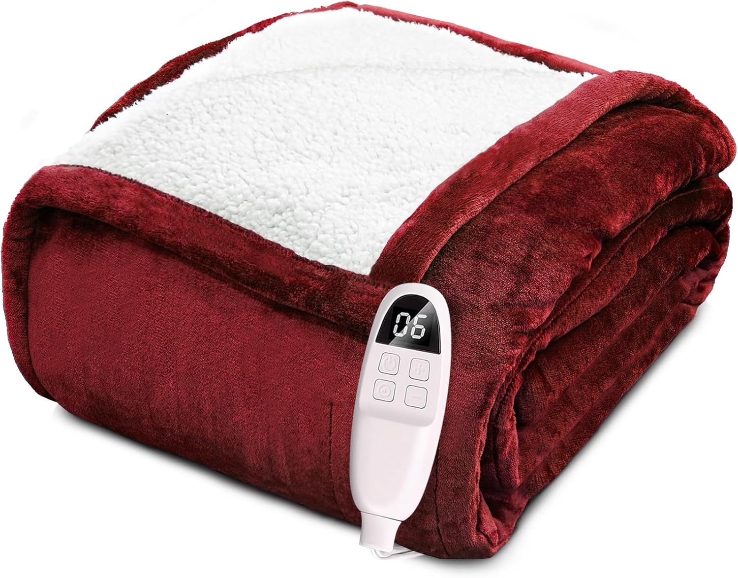 PeachLeaf Heated Blanket, 62” x 84” Soft Fleece Twin Size