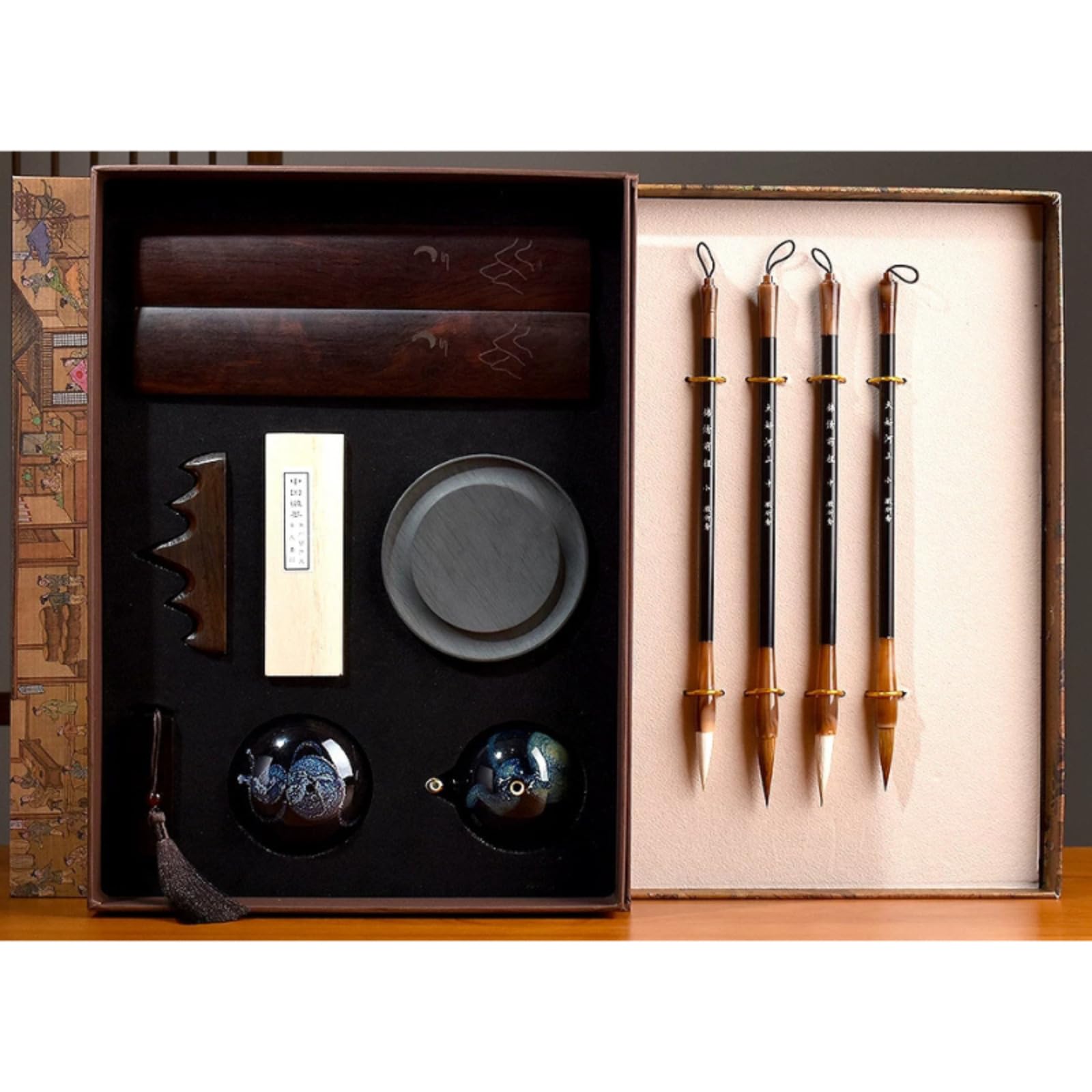Four Treasures of The Study Set Practice Calligraphy Beginner Pen Ink Paper Inkstone Full Set