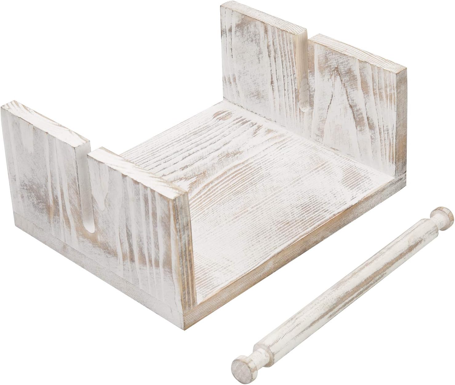 Hоt Dеаlѕ MyGift Farmhouse Napkin Holder for Table, Whitewashed Wood Horizontal Flat Paper Napkin Dispenser with Weighted Arm