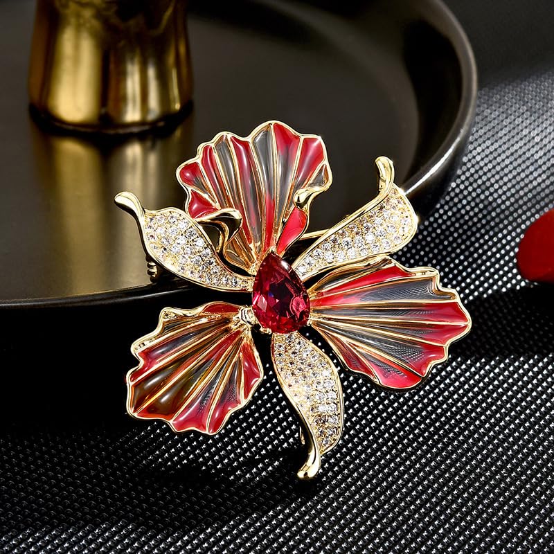Image of Flower Brooch Pin Gold-Plated Enamel Brooch Lapel Pins Flower Jewelry for Women