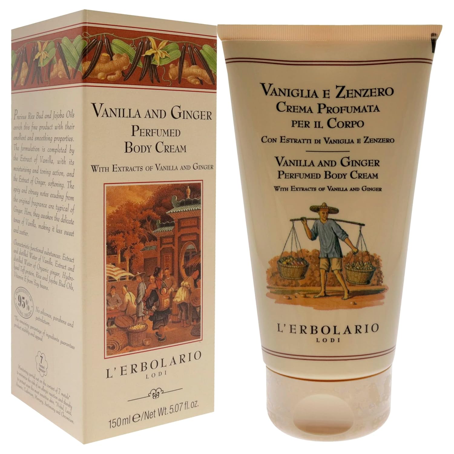 L’Erbolario Vanilla and Ginger Perfumed Body Cream - Moisturizing Cream for Dry Skin - Ginger and Vanilla Extracts - Hydrating Jojoba Oil - 5.07 oz - Image 3