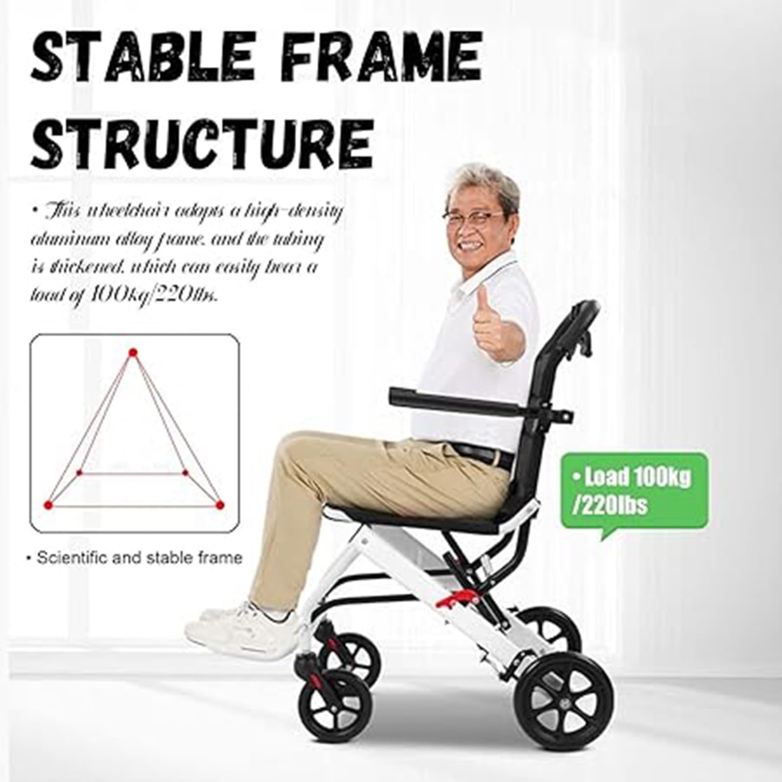 Silla De Ruedas Silla De Ruedas De Viaje Ligera Y Plegable Con Freno De Tambor Silla De Ruedas Portátil Ultraligera Para Adultos Niños Y Ancianos A