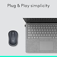 Vista 8 de Logitech Ratón inalámbrico M185, 2.4 GHz con mini receptor USB, duración de la batería de 12 meses, seguimiento óptico de 1000 DPI, Swift Gris