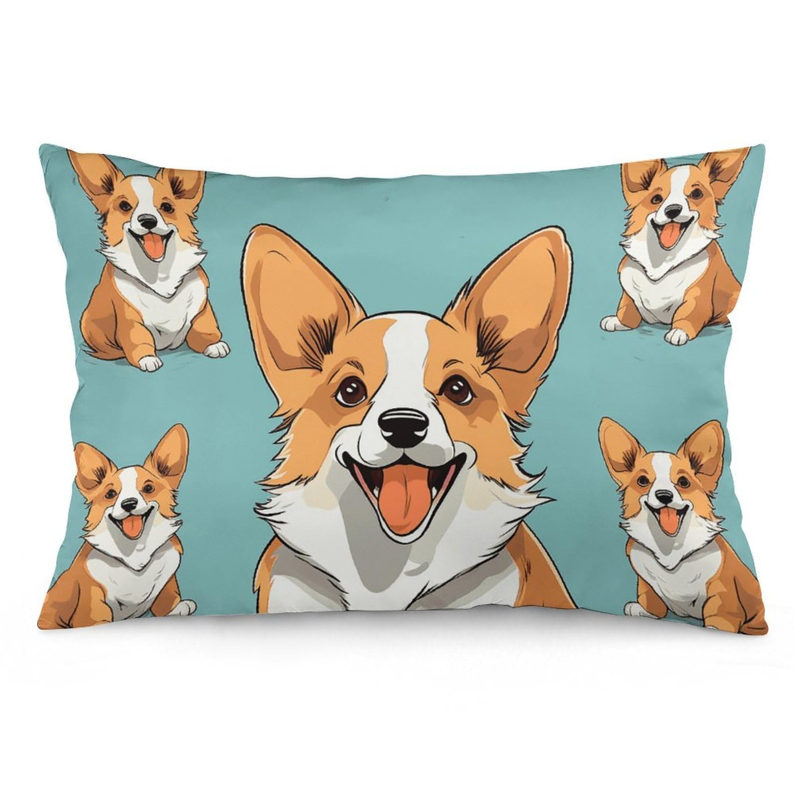 NTVOWPZO 2 Pack Decoration Throw Pillow Covers 20"x30" Pillowcases Covers Corgi Cute Dog Pillowcases Modern Farmhouse Home Decor Sofa Cushions Covers for Couch Bed Living Room