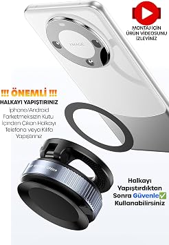 MagnetPRO 360° Ayarlanabilir Araç İçi Masa Üstü Vakumlu Mıknatıslı Magsafe Telefon Tutucu (Beyaz)