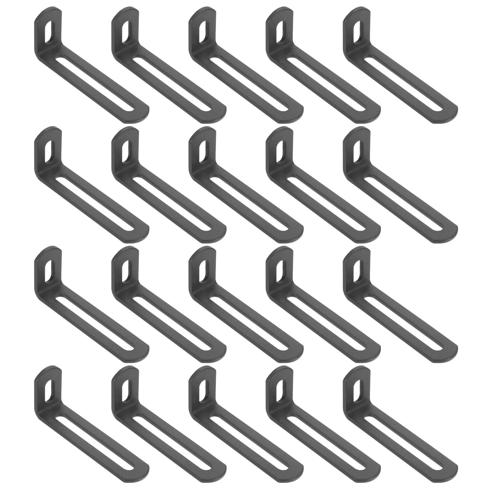 sourcing map 20 Pcs Adjustable Right Angle Brackets, Slotted L-Shape Corner Bracket 80mm, 90 Degree Steel l Bracket Support for Shelves, Wood Furniture Construction, Deep Grey