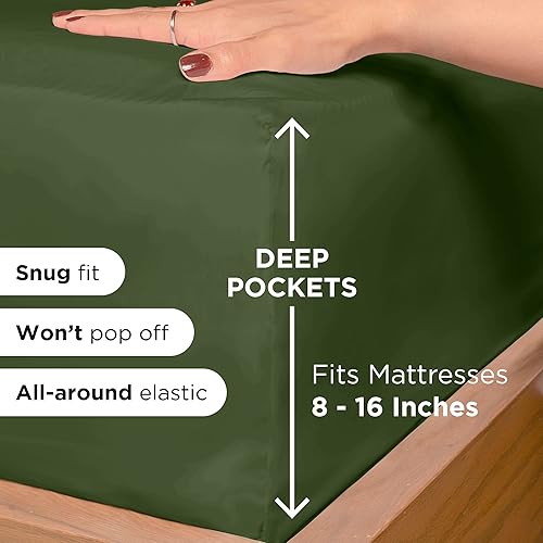 Miniatura 2 de Royale Linens - Sábana bajera tamaño Queen, calidad de hotel cepillada 1800, ultrasuave, resistente a arrugas y decoloración, bolsillo profundo de