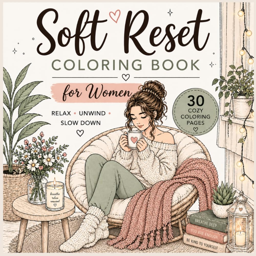 Soft Reset Coloring Book for Women: 30 Relaxing Coloring Pages for Calm, Mindfulness and Self-Care (Cozy Reset Malbuch-Serie)